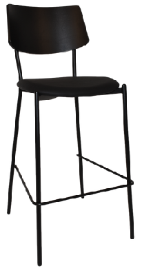 ez texas black metal leg barstool with black veneer backblack vinyl