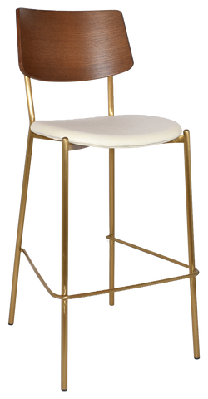 ez texas brass leg barstool with light walnut veneer backunupholstered