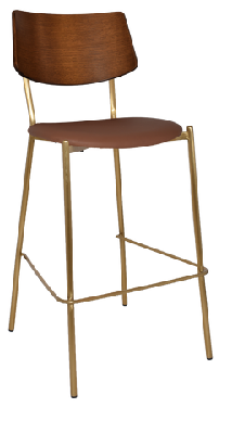 ez texas brass leg barstool with light walnut veneer backtan vinyl