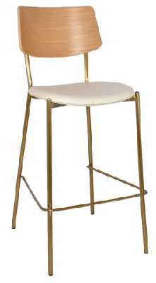 ez texas brass leg barstool with natural veneer backunupholstered