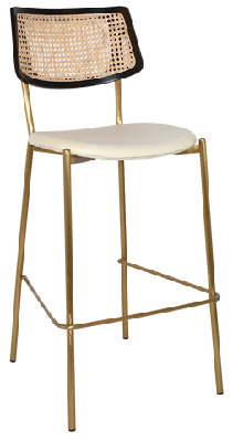 ez texas brass leg rattan back barstool with - blackunupholstered