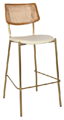 ez texas metal leg rattan back barstool - light oakbrass colour stainless steel / unupholstered