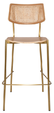 ez texas metal leg rattan back barstool - naturalbrass stainless steel / natural veneer