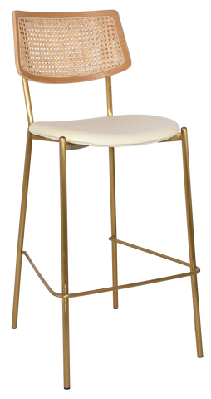 ez texas metal leg rattan back barstool - naturalbrass stainless steel / unupholstered