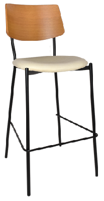 ez texas black metal leg barstool with light oak veneer backunupholstered