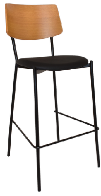 ez texas black metal leg barstool with light oak veneer backblack vinyl