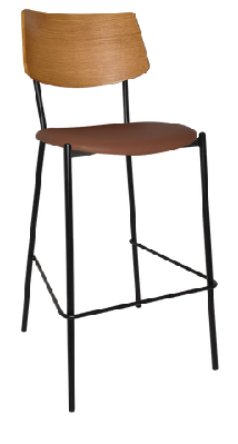 ez texas black metal leg barstool with light oak veneer backtan vinyl