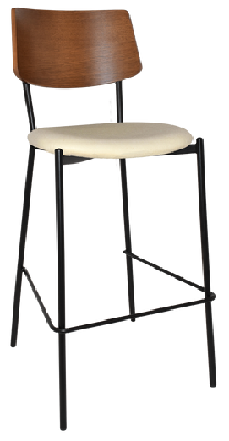 ez texas black metal leg light walnut back barstoolunupholstered
