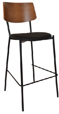 ez texas black metal leg light walnut back barstoolblack vinyl