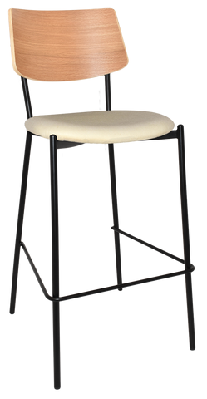 ez texas black metal leg barstool with natural veneer backunupholstered