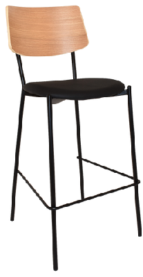 ez texas black metal leg barstool with natural veneer backblack vinyl