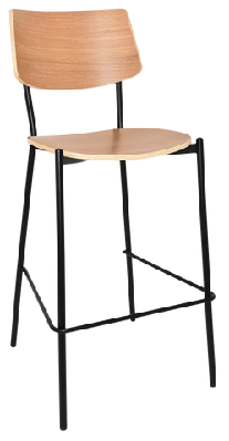ez texas black metal leg barstool with natural veneer backnatural