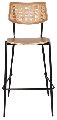 ez texas metal leg rattan back barstool - naturalblack mild steel / natural veneer