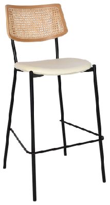ez texas metal leg rattan back barstool - naturalblack mild steel / unupholstered