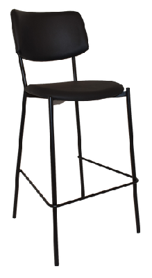 ez texas metal leg pu leather upholstered barstoolblack vinyl black frame