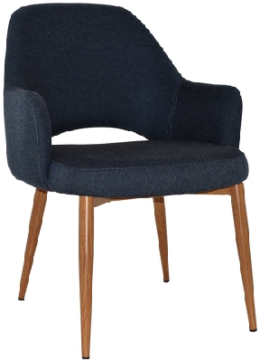 ez albury oak colour metal leg upholstered hospitality xl armchairgravity navy