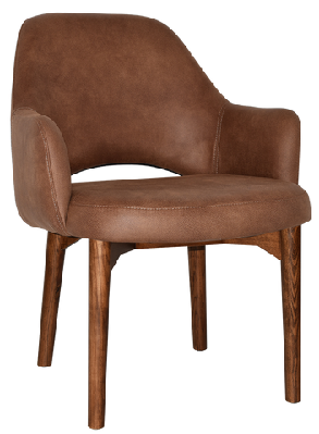 ez albury walnut stained timber frame upholstered hospitality dining armchair - xleastwood tan