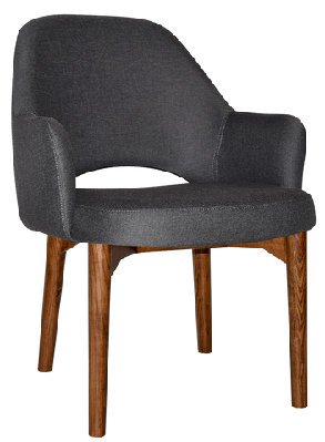 ez albury walnut stained timber frame upholstered hospitality dining armchair - xlgravity slate