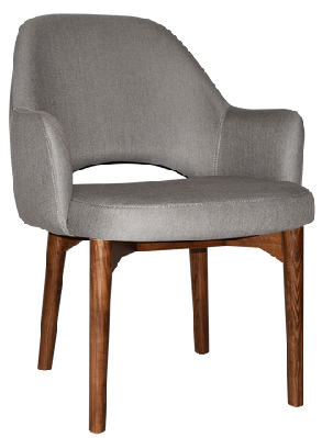 ez albury walnut stained timber frame upholstered hospitality dining armchair - xlgravity steel