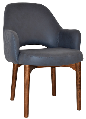 ez albury walnut stained timber frame upholstered hospitality dining armchair - xlpelle/ benito navy