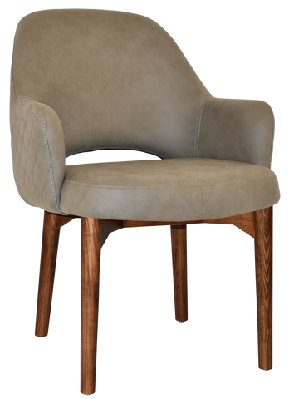 ez albury walnut stained timber frame upholstered hospitality dining armchair - xlpelle/ benito sage