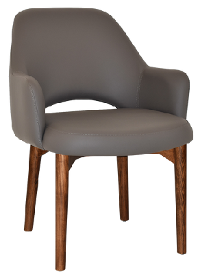 ez albury walnut stained timber frame upholstered hospitality dining armchair - xlcharcoal vinyl