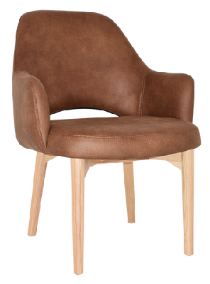 ez albury solid natural stained timber upholstered hospitality dining armchair - xleastwood tan