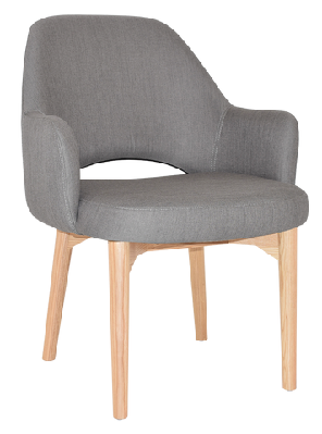 ez albury solid natural stained timber upholstered hospitality dining armchair - xlgravity steel