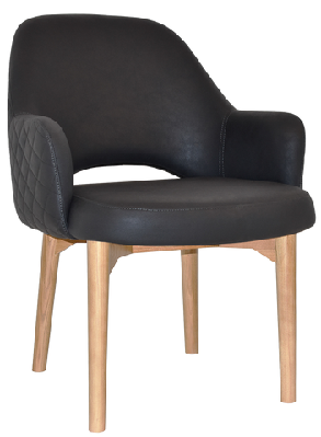 ez albury solid natural stained timber upholstered hospitality dining armchair - xlpelle/ benito onyx