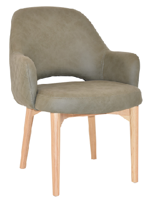 ez albury solid natural stained timber upholstered hospitality dining armchair - xlpelle/ benito sage