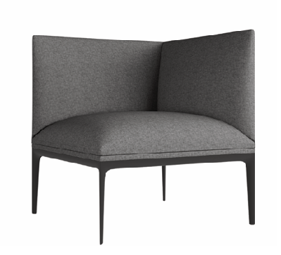 dd kinetic l-shape fabric upholstered breakout seating