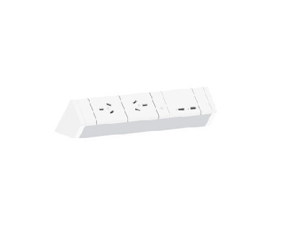 cm athena above desk power rail - 2gpo and 2 usb chargingwhite