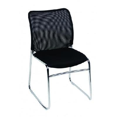 ma martin chrome sled base stackable meshback visitor chairhouse fabric black