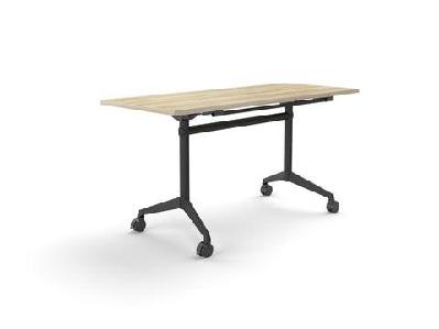 ol modulus flip table with rectangle top all black framenew oak textured top black base / l1500 x d600