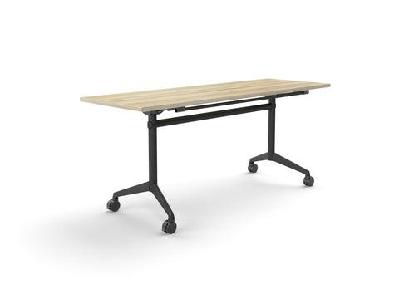 ol modulus flip table with rectangle top all black framenew oak textured top black base / l1800 x d600