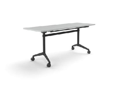 ol modulus flip table with rectangle top all black framewhite top black base / l1800 x d600