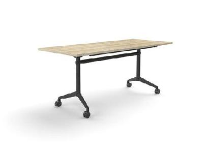 ol modulus flip table with rectangle top all black framenew oak textured top black base / l1800 x d750