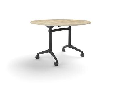 ol modulus flip table with 1200mm round top all black framenew oak