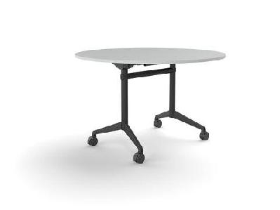 ol modulus flip table with 1200mm round top all black framewhite