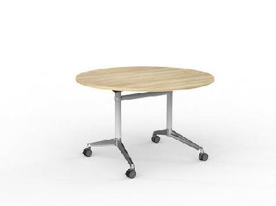 ol modulus flip table with 1200mm round topnew oak textured top white base