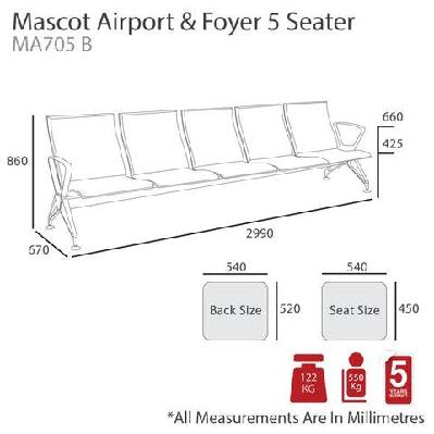 ma mascot airport pu upholstered beam seating5 seater / without arm