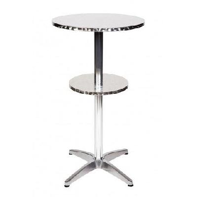 ma milan aluminium base hospitality outdoor round bar table with shelf 600mm dia x 1050h 