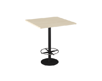 ol metal disc base square bar table black / l600 x w600