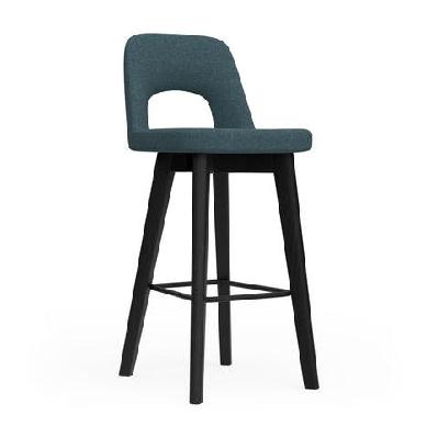 ol elaro fabric upholstered black timber leg breakout high chairsteelblue