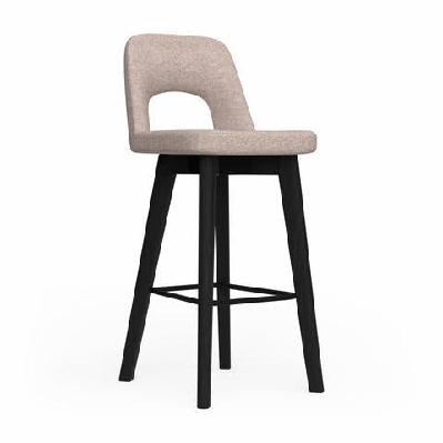 ol elaro fabric upholstered black timber leg breakout high chairwalnut