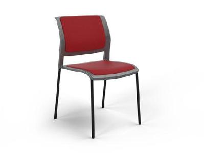 ol game fabric upholstered charcoal shell breakout chair -4 legstomato red / black