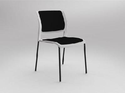 ol game fabric upholstered breakout chair -4 legs white shellblack / black