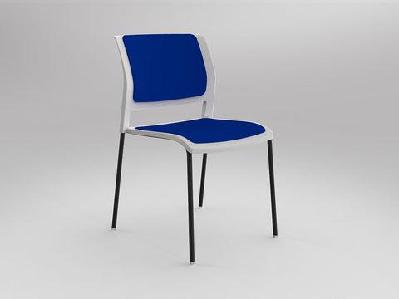 ol game fabric upholstered breakout chair -4 legs white shellsky blue / black