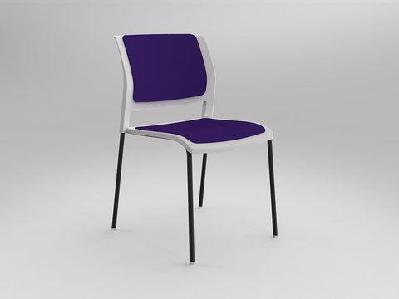 ol game fabric upholstered breakout chair -4 legs white shellplum / black
