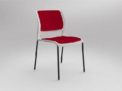 ol game fabric upholstered breakout chair -4 legs white shelltomato red / black
